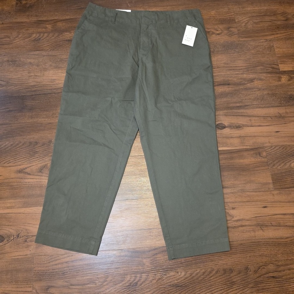 Women's High-Rise Tapered Ankle Chino Pants Olive Green - A New Day Size 16